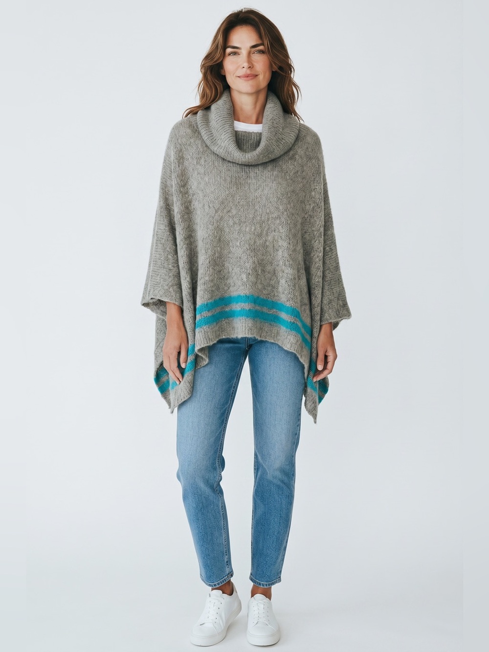 Wooden Ships Paola Buendia Cowl Neck Poncho Sweater // Gray // S/M